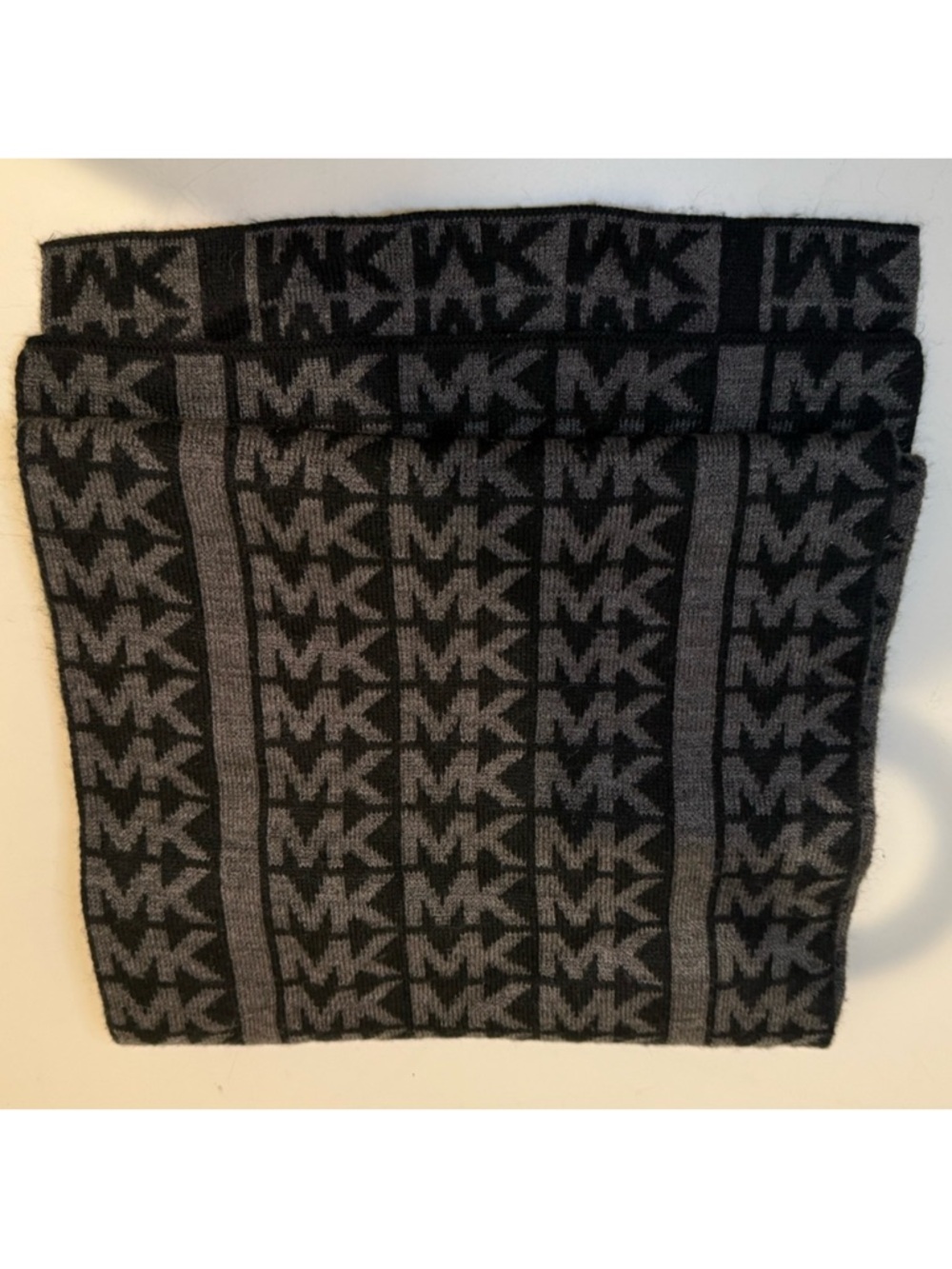 MICHAEL Michael Kors Vertical Stripe Scarf Monogram Logo Gray